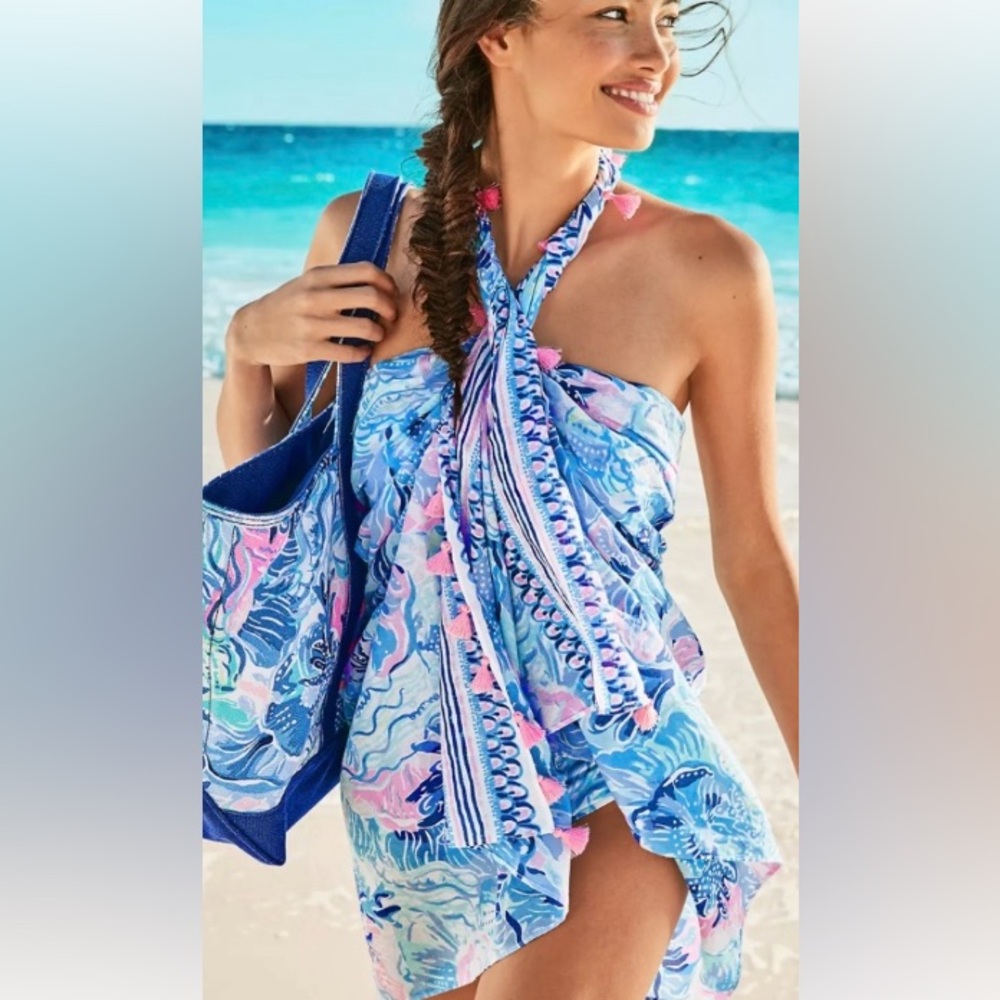 Lilly Pulitzer Blue and Pink Scarf Wrap